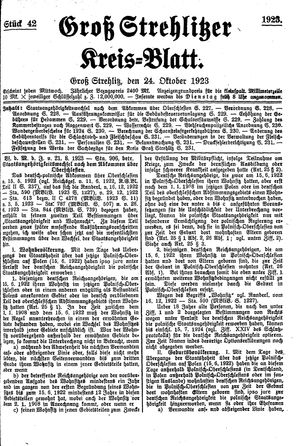 Groß-Strehlitzer Kreisblatt vom 24.10.1923