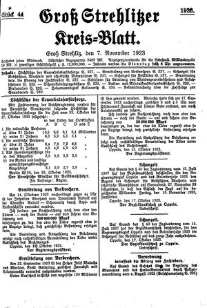 Groß-Strehlitzer Kreisblatt vom 07.11.1923