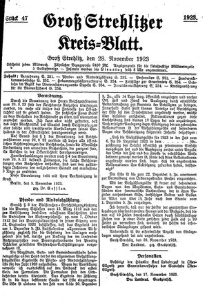 Groß-Strehlitzer Kreisblatt vom 28.11.1923