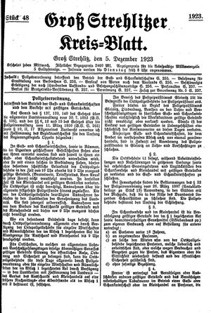 Groß-Strehlitzer Kreisblatt vom 05.12.1923