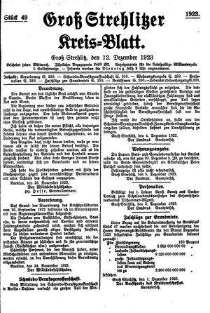 Groß-Strehlitzer Kreisblatt vom 12.12.1923