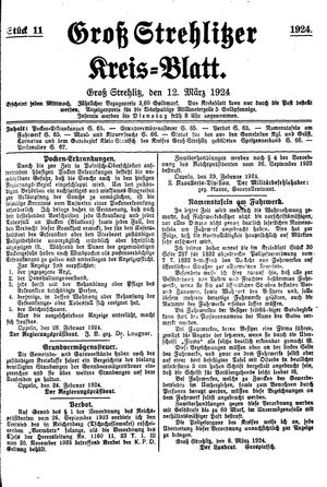Groß-Strehlitzer Kreisblatt on Mar 12, 1924