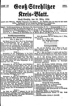 Groß-Strehlitzer Kreisblatt vom 26.03.1924