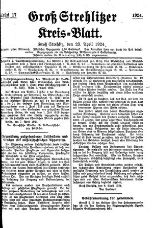 Groß-Strehlitzer Kreisblatt vom 23.04.1924