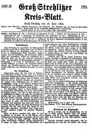 Groß-Strehlitzer Kreisblatt vom 18.06.1924