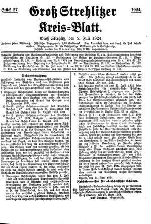 Groß-Strehlitzer Kreisblatt vom 02.07.1924