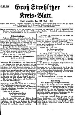 Groß-Strehlitzer Kreisblatt vom 23.07.1924