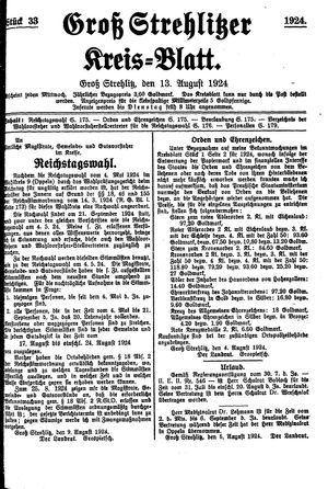 Groß-Strehlitzer Kreisblatt vom 13.08.1924
