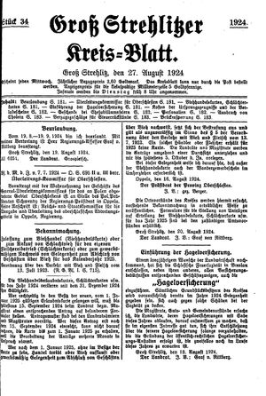 Groß-Strehlitzer Kreisblatt vom 27.08.1924