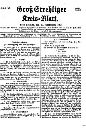 Groß-Strehlitzer Kreisblatt vom 10.09.1924