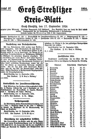 Groß-Strehlitzer Kreisblatt vom 17.09.1924