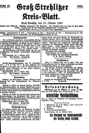 Groß-Strehlitzer Kreisblatt vom 15.10.1924