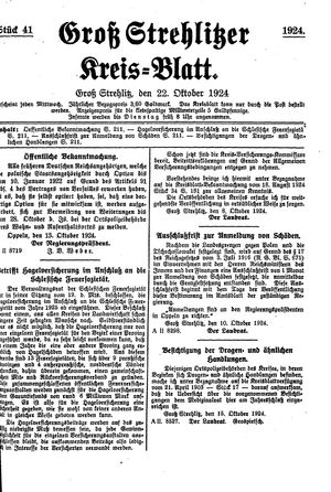 Groß-Strehlitzer Kreisblatt on Oct 22, 1924
