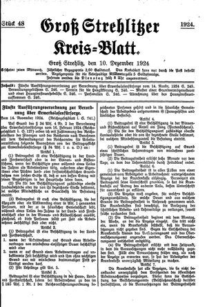 Groß-Strehlitzer Kreisblatt on Dec 10, 1924