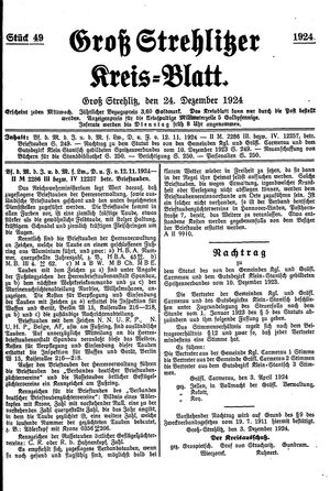 Groß-Strehlitzer Kreisblatt vom 24.12.1924