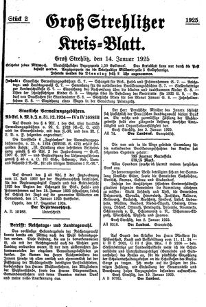 Groß-Strehlitzer Kreisblatt vom 14.01.1925
