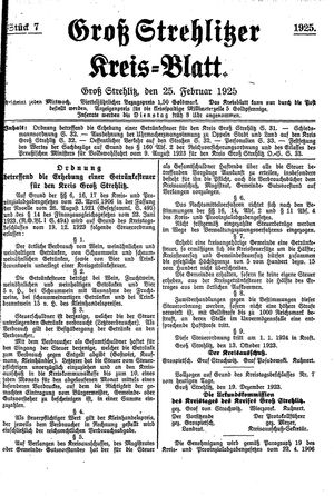 Groß-Strehlitzer Kreisblatt on Feb 25, 1925
