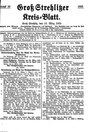 Groß-Strehlitzer Kreisblatt vom 18.03.1925