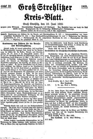 Groß-Strehlitzer Kreisblatt vom 10.06.1925