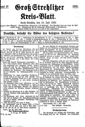 Groß-Strehlitzer Kreisblatt vom 15.07.1925
