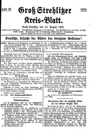 Groß-Strehlitzer Kreisblatt on Aug 19, 1925