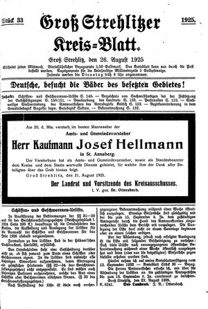 Groß-Strehlitzer Kreisblatt vom 26.08.1925