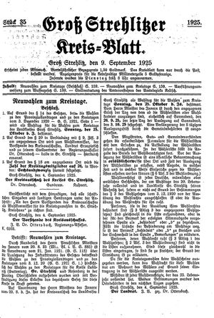 Groß-Strehlitzer Kreisblatt vom 09.09.1925