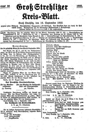 Groß-Strehlitzer Kreisblatt vom 16.09.1925