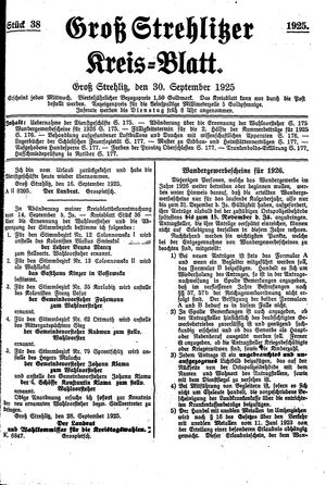 Groß-Strehlitzer Kreisblatt vom 30.09.1925
