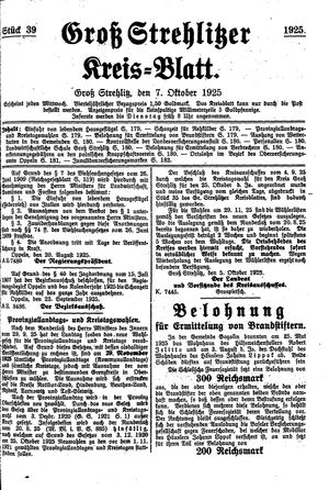 Groß-Strehlitzer Kreisblatt on Oct 7, 1925
