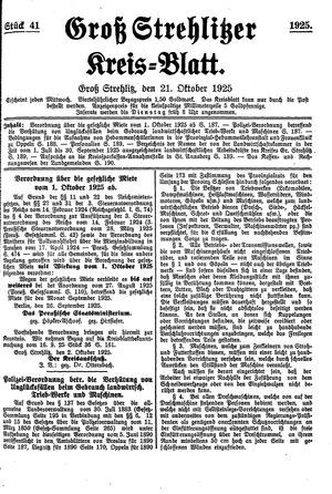 Groß-Strehlitzer Kreisblatt on Oct 21, 1925