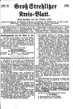 Groß-Strehlitzer Kreisblatt vom 28.10.1925