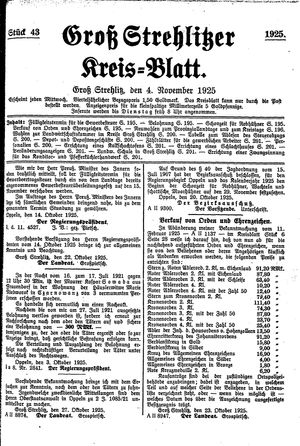 Groß-Strehlitzer Kreisblatt on Nov 4, 1925