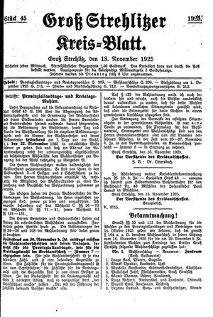 Groß-Strehlitzer Kreisblatt vom 18.11.1925