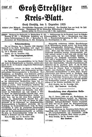 Groß-Strehlitzer Kreisblatt vom 03.12.1925