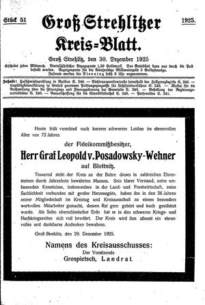 Groß-Strehlitzer Kreisblatt vom 30.12.1925