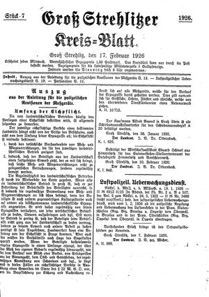 Groß-Strehlitzer Kreisblatt vom 17.02.1926
