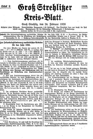 Groß-Strehlitzer Kreisblatt vom 24.02.1926