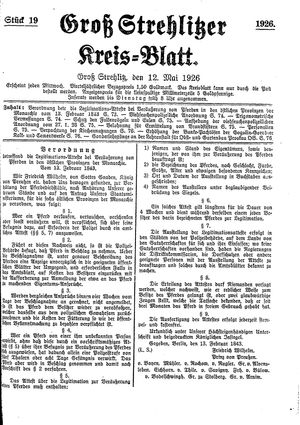 Groß-Strehlitzer Kreisblatt vom 12.05.1926