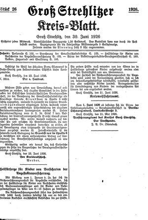 Groß-Strehlitzer Kreisblatt vom 30.06.1926