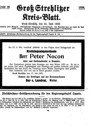 Groß-Strehlitzer Kreisblatt vom 21.07.1926