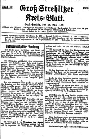 Groß-Strehlitzer Kreisblatt vom 28.07.1926