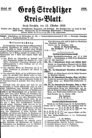 Groß-Strehlitzer Kreisblatt vom 13.10.1926