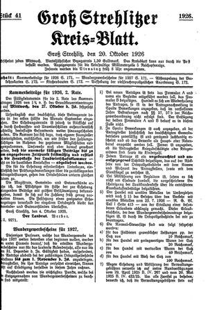Groß-Strehlitzer Kreisblatt vom 20.10.1926