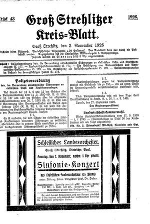 Groß-Strehlitzer Kreisblatt vom 03.11.1926