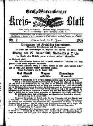 Groß-Wartenberger Kreisblatt on Jan 11, 1908