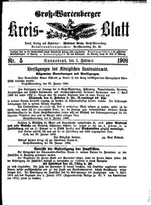 Groß-Wartenberger Kreisblatt vom 01.02.1908
