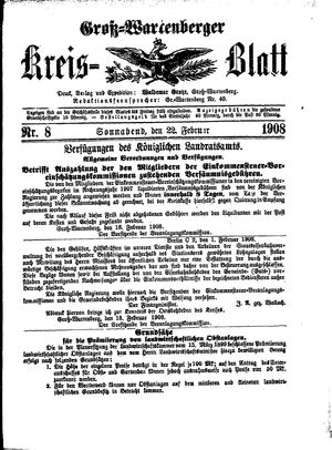 Groß-Wartenberger Kreisblatt vom 22.02.1908