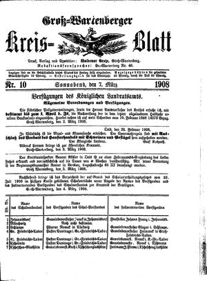 Groß-Wartenberger Kreisblatt vom 07.03.1908