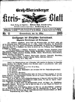 Groß-Wartenberger Kreisblatt vom 14.03.1908
